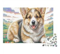 Welsh Corgi1000 Piece Sturdy Cardboard Jigsaw Puzzle Bundle for Adult Family,Happy Corgi Lying Concentration Building Puzzle Wall Decoration Indoor Fun Jigsaw38x26cm/1000pcs