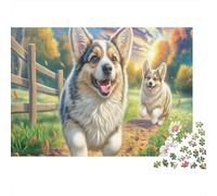 Welsh Corgi1000 Piece Sturdy Cardboard Jigsaw Puzzle Bundle for Jigsaw Fans,Corgi & Rabbit Educational Activity Puzzle Puzzle for Home Decor Weekend Fun Jigsaw38x26cm/1000pcs