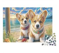 Welsh Corgi1000 Pieces Cardboard Classic Jigsaw Puzzle for Puzzle Hobbyists,Corgis on Boardwalk Mental Puzzle Game Jigsaw for Wall Display Indoor Fun Jigsaw52x38cm/1000pcs
