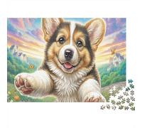 Welsh Corgi1000pc Recycled Cardboard DIY Jigsaw Puzzle for Puzzle Hobbyists,Corgi Reaching Out Attention Training Puzzle Wall Art Puzzle At-Home Relaxation Jigsaw38x26cm/1000pcs