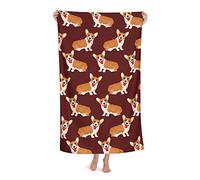 Welsh Corgi2 Beach Towel for Adults, 32 x 52 Inches, Absorbent Portable Lightweight Blanket Towels Soft Bath Towels for Beach Pool SPA Gym Travel