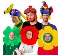 Welsh Daffodil Hat Rugby Football - Yellow Daffodil Hat With Attached Yellow Hood - World Cup Fancy Dress Accessory Wales Welsh Sport Supporter Hat