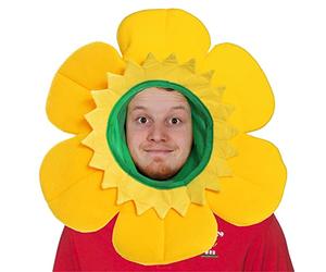 Welsh Daffodil Hat Rugby Football - Yellow Daffodil Hat With Attached Yellow Hood - World Cup Fancy Dress Accessory Wales Welsh Sport Supporter