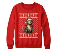 Welsh Dragon Christmas Jumper Cymru Dragon Sweatshirt Xmas Festive Unisex Animal Sweater, XXL, Red