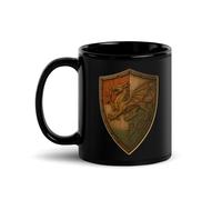 Welsh Dragon Coffee Mug - 11oz Black Ceramic Tea Cup - Y Ddraig Goch Wales Graphic - Celtic Heritage Pride Gift - Traditional Welsh Crest Supporter Souvenir