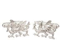 Welsh Dragon Cufflinks - Available in Silver Colour or Gold Colour Presented in an Onyx Art London Cufflink Gift Box (Silver Colour)