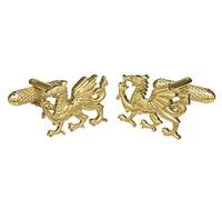 Welsh Dragon Cufflinks Gold Colour in Onyx Art London Gift Box (Gold Colour)