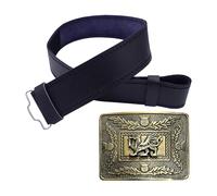 Welsh Dragon Design Kilt Belt and Buckle Set - Handmade Leather Kilt Belt featuring a Plain Design/Antique Celtic Knot Kilt Belt with Buckle (Dragon with Celtic Thistle Buckle, L)