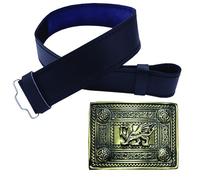 Welsh Dragon Design Kilt Belt and Buckle Set - Handmade Leather Kilt Belt featuring a Plain Design/Antique Celtic Knot Kilt Belt with Buckle (Dragon with 4 Demo Buckle, XL)