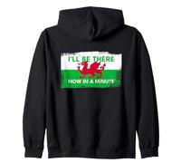 Welsh Dragon Flag - Be There Now In A Minute (Vintage Style) Zip Hoodie