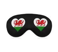 Welsh Dragon Flag Heart Comfortable Sleep Mask with Adjustable Strap Soft Eyeshade for Night Sleeping Flight Nap Travel