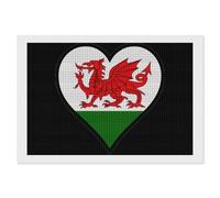 Welsh Dragon Flag Heart Full Drill Diamond Art Painting Kits Square 5D Rhinestones DIY Horizontal Paintings Home Decor Gifts