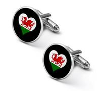 Welsh Dragon Flag Heart Men’s Metal Cufflinks Classic Cufflink Jewelry Gift for Studs Tuxedo Shirts Business Wedding