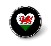 Welsh Dragon Flag Heart Print Round Badge Metal Decorative Brooches 1 Inch Funny Lapel Pin Gift Or Backpack Clothing