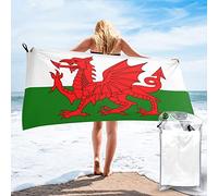Welsh Dragon Flag Microfiber Beach Towel Adults Large Quick Drying Bath Towel Travel Towels with Pouch 31.5"x63"