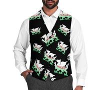 Welsh Dragon Flag of Wales Casual Mens Vest Waistcoat V-Neck Business Formal Dress for Suit Tuxedo L