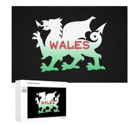 Welsh Dragon Flag of Wales Classic Wooden Jigsaw Puzzles for Adults Artwork Wall Decor Bedroom 1000 PCS