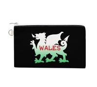 Welsh Dragon Flag of Wales Portable Canvas Coin Purse Fashion Pencil Case Travel Makeup Bag