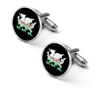 Welsh Dragon Flag of Wales Round Cufflinks for Men Classic Cuff Links Jewellery for Wedding Business Party 2.0cm