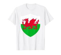 Welsh Dragon Flag Shield Emblem Design Value Graphic T-Shirt, Men, White, L