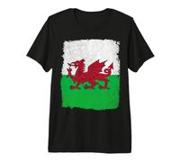 Welsh Dragon Flag - Wales - Distressed Weathered Look Premium T-Shirt