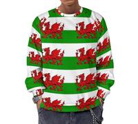 Welsh Dragon Flags Men's Crewneck Sweatshirt Pullover Long Sleeve Shirt Casual Top