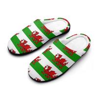 Welsh Dragon Flags Men's House Slippers Indoor Outdoor Slip On Shoes with Rubber Sole 7-8（40-41）
