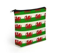 Welsh Dragon Flags Travel Makeup Bag Toiletry Cosmetic Pouch Aesthetic Organizer Pencil Case Pen Holder 8.3 X 7.5 Inch