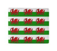Welsh Dragon Flags Wallet for Men Leather Bifold Wallets with Window Slim Minimalist Front Pocket