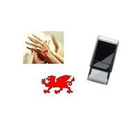 Welsh Dragon - Hand Stamp - Suitable for Festivals - Night Clubs - Parties etc self Inking 18mm Red Ink - Safe Water Based Ink That Easily Washes Off