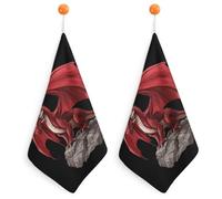 Welsh Dragon Hand Towels for Bathroom Kitchen Soft Absorbent Towel with Hanging Loop 2PCS