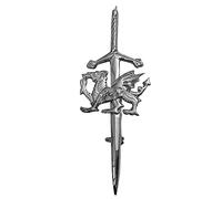 Welsh Dragon Kilt Pin Brass Made 4” Bagpipes for Men's Apron