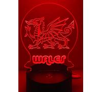 Welsh Dragon LED lamp / Night Light with Wales Word Underneath Changes Colour inc Remote Control