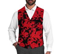Welsh Dragon Men's Vest Suit Classic Waistcoat Vests Casual Business Dress Slim Fit V-Neck Tuxedo L