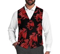 Welsh Dragon Men's Vest V-neck Suit Waistcoats Wedding Tuxedo Vests M