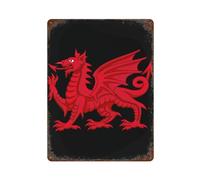 Welsh Dragon Metal Sign Art Poster Decor with Vintage Rust Iron Hanging Plate for Wall Decor Home Bedroom