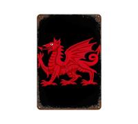 Welsh Dragon Metal Sign Art Poster Decor with Vintage Rust Iron Hanging Plate for Wall Decor Home Bedroom