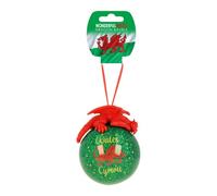 Welsh Dragon on Green Glitter Bauble | Shatterproof Christmas Ornament | Celtic-Inspired Hanging Ball for Tree, Home, Parties & Holiday Decor