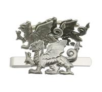 Welsh Dragon Pewter Cufflinks & Tie Bar Set Wedding Jewellery Novelty Personalised Gift Box Option TBC 391