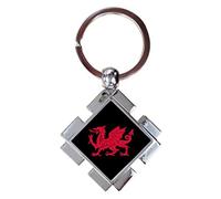 Welsh Dragon Wales Luxury Jigsaw Shaped Metal Keyring In A Gift Box