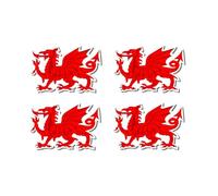 Welsh Dragon Waterproof Vinyl Stickers, Red Dragon Design, 5.3 x 3.4 cm, Set of 4, Matte Finish, Wales Theme Label Sticker