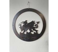 Welsh Dragon Welcome Wall Art, Small, Steel, W29.5 x H29.5 cm - BM/RtR Poppy Forge Black One Size