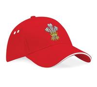 Welsh Feathers Embroidery Cap Unisex Prince of Wales Hat Cymru Rugby Football Supporters, One Size, Red/White