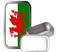 Welsh Flag 1oz Silver Rectangular tin, Airtight Storage Container, Pill Box, Pocket Gift Tin