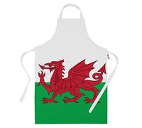 Welsh Flag Apron with Red Dragon of Cymru Wales - Welsh Gifts for Men or Women - Cooking Baking Apron with flag of wales - Polyester, Neck Hoop, Long Tie Wraps - 78cm Length, 69cm Width
