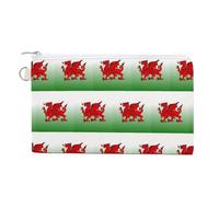 Welsh Flag Dragon Stitched Portable Canvas Coin Purse Fashion Pencil Case Travel Makeup Bag