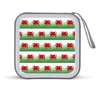 Welsh Flag Dragon Stitched Portable CD Case Holder 48 Capacity Travel DVD Storage Boxs Wallet Bag