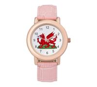 Welsh Flag Dragon Women's Wrist Watch Easy Reader with Leather Strap Analog Display Wonderful Ladies Gifts
