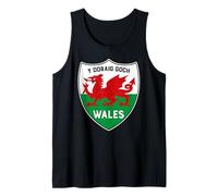 Welsh Flag Dragon Y Ddraig Goch Vintage Wales Cymru Shield Tank Top
