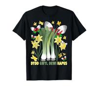 Welsh Flag Idea For Women St Davids Day Leek Daffodils T-Shirt